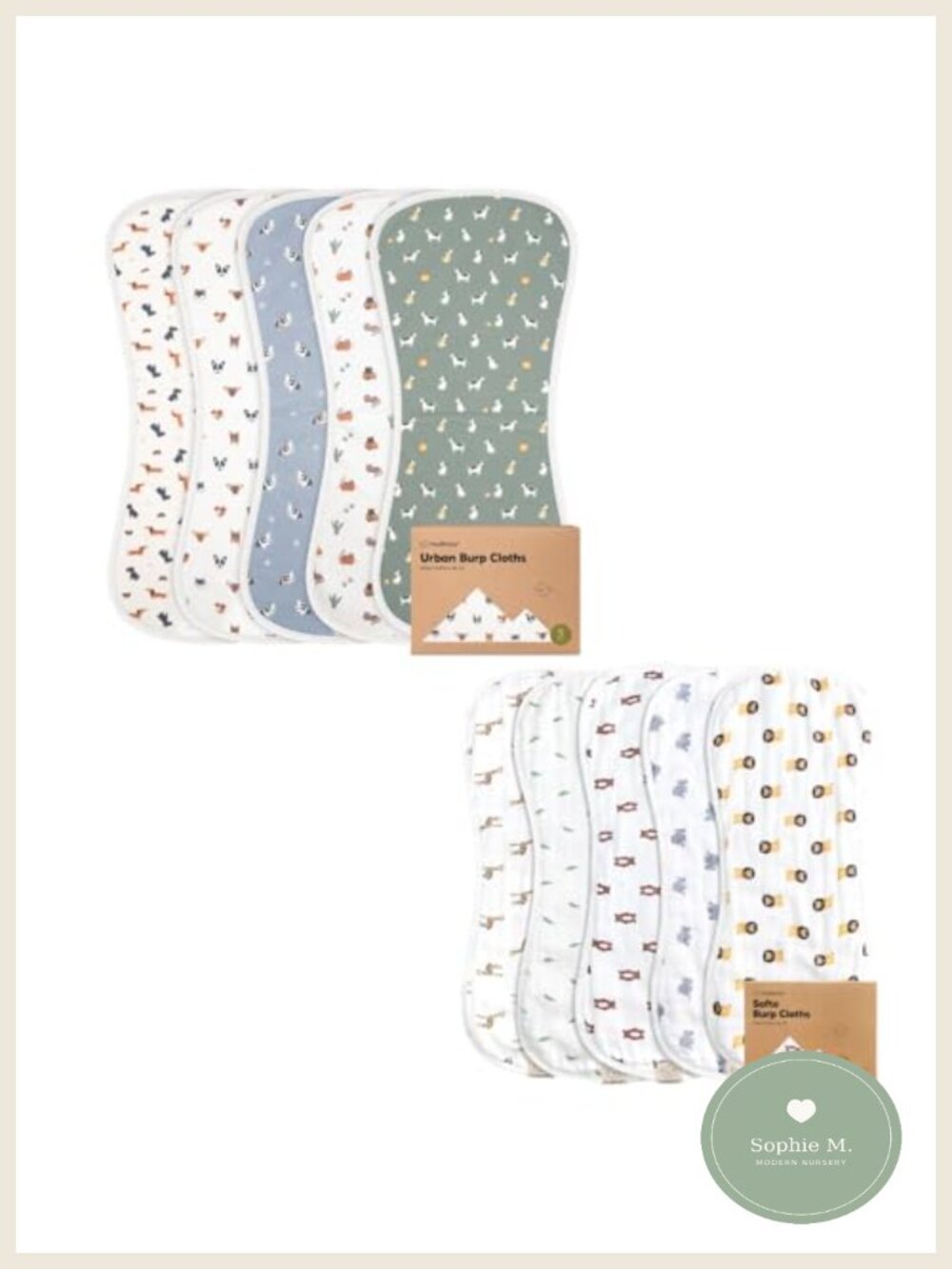 KeaBabies 10-Pack Burp Cloths Cotton Muslin Absorbent Newborn Towel Washcloths